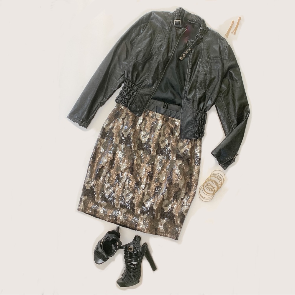 NWT Lane Bryant Sequined Camo Skirt Sz 20